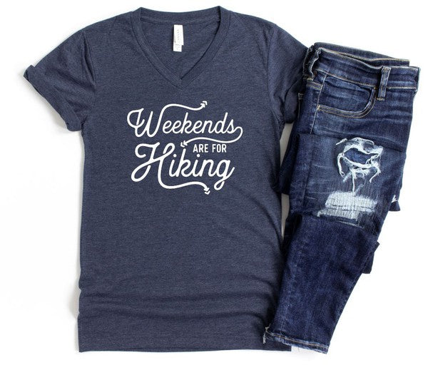 Weekends Are For Hiking V Neck Tee