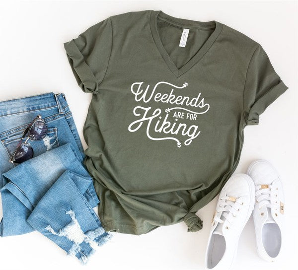 Weekends Are For Hiking V Neck Tee