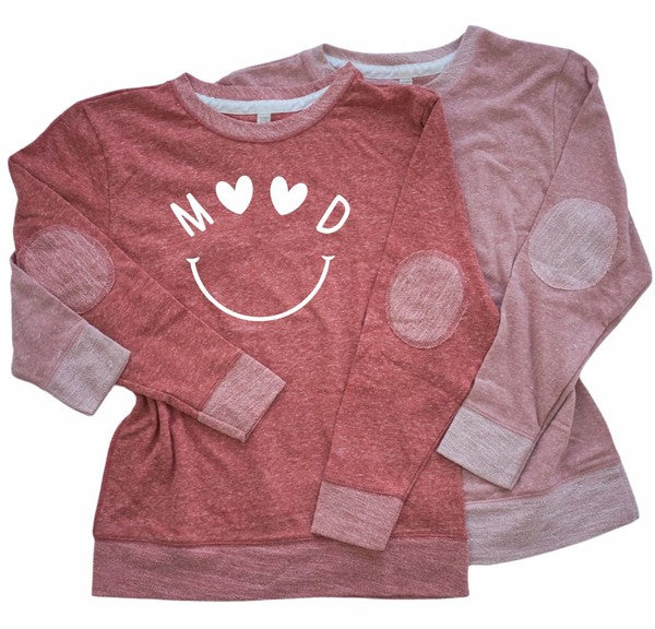 Mood Smile Crewneck Elbow Patch Crew