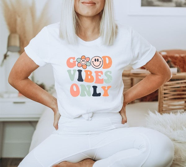 Retro Smiley Face Good Vibes Only Softstyle Tee