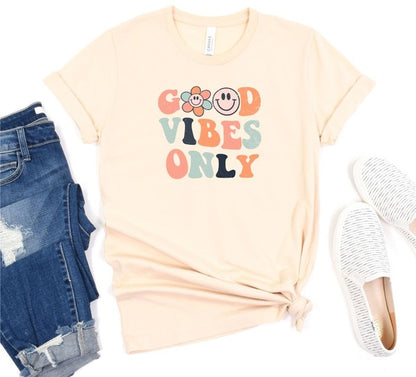 Retro Smiley Face Good Vibes Only Softstyle Tee