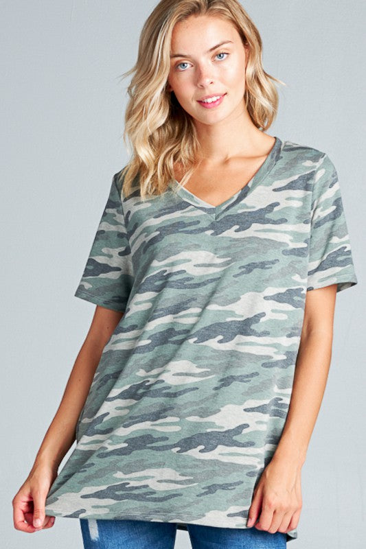 PLUS CAMOUFLAGE BOXY CASUAL TOP