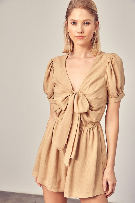 DEEP V-NECK FRONT TIE ROMPER