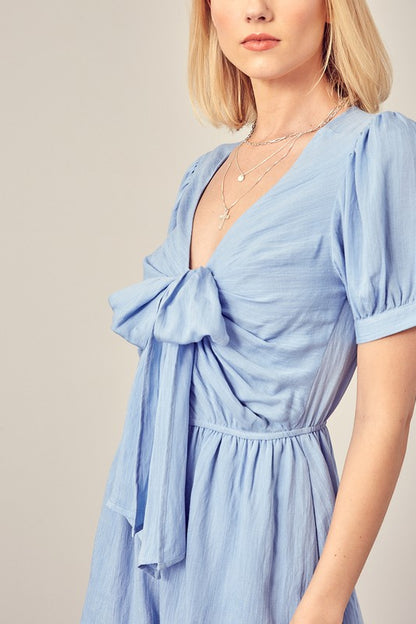 DEEP V-NECK FRONT TIE ROMPER