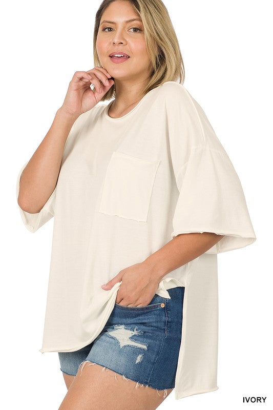 PLUS ROW EDGE HI-LOW HEM BOX TOP