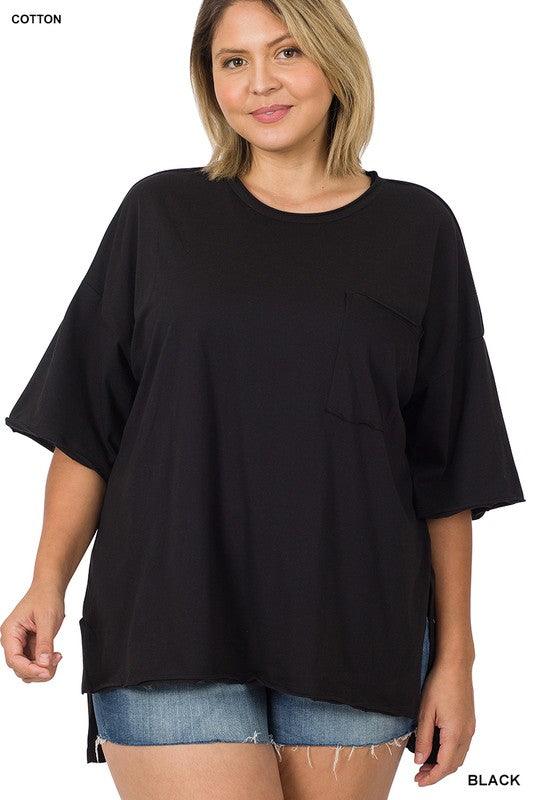 PLUS ROW EDGE HI-LOW HEM BOX TOP