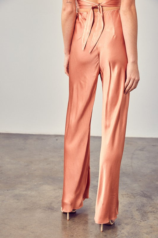 SATIN FLARED PANTS