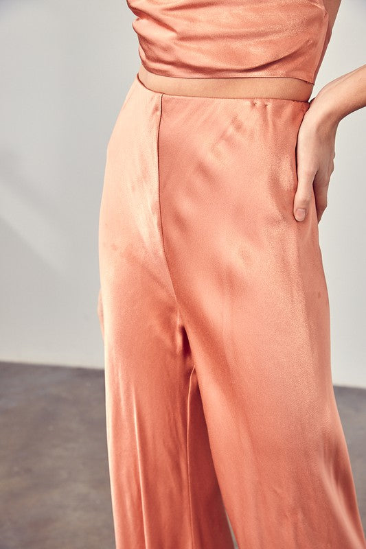 SATIN FLARED PANTS