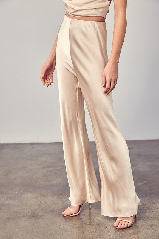 SATIN FLARED PANTS