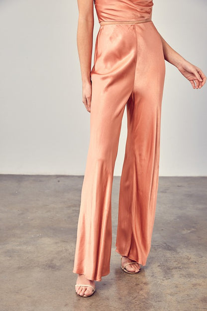 SATIN FLARED PANTS