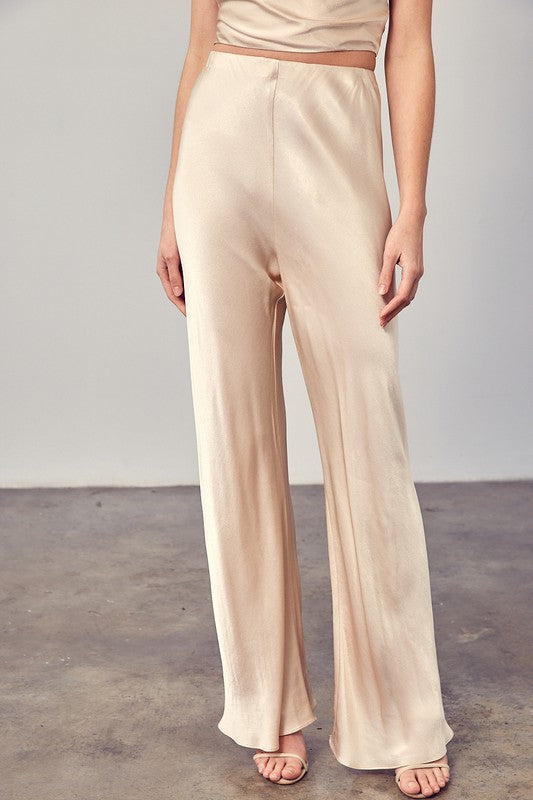 SATIN FLARED PANTS