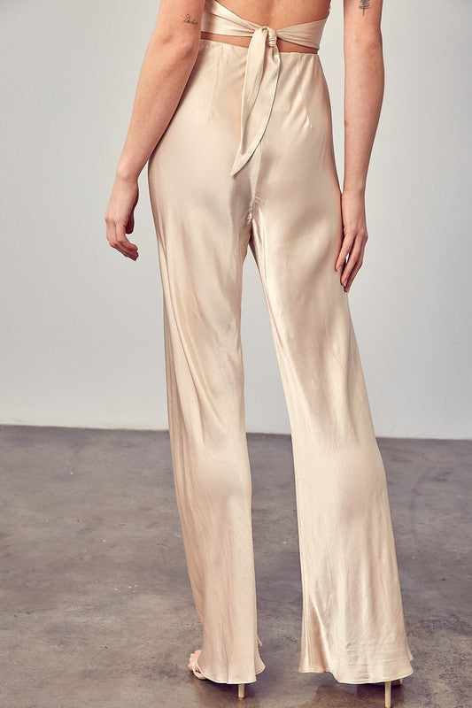 SATIN FLARED PANTS