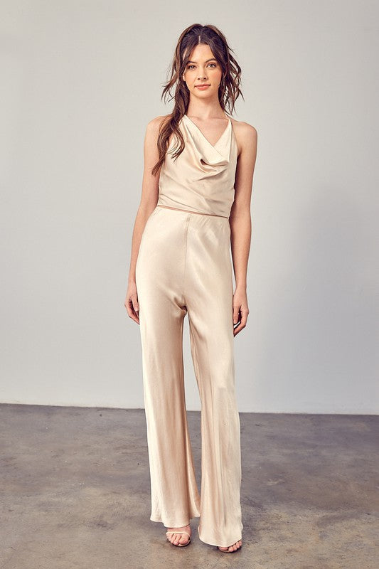 SATIN FLARED PANTS