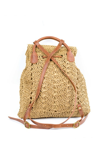 Woven Straw Backpack