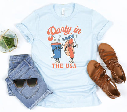 Party In the USA Hotdog Drink Tee