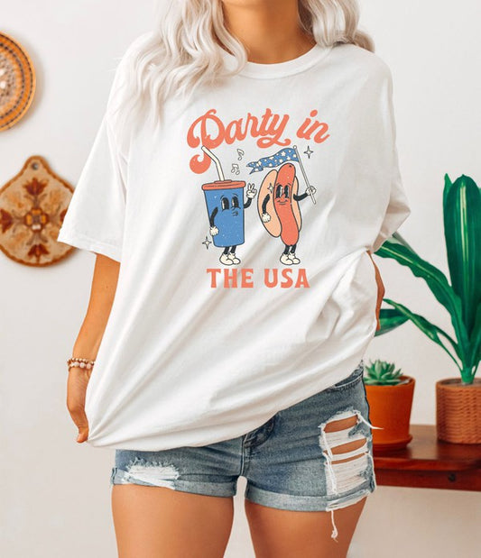 Party In the USA Hotdog Drink Tee