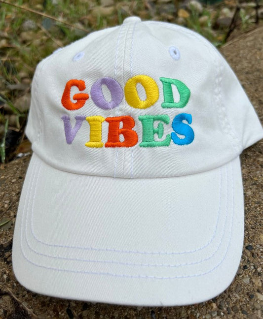 Colorful GOOD VIBES Embroidered Hat