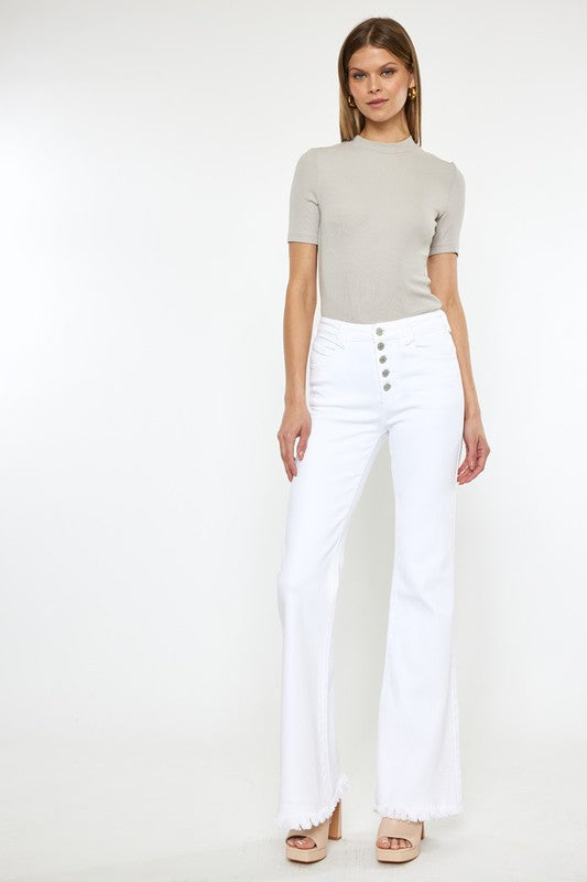 KAN CAN USA HIGH RISE WHITE FLARE JEANS