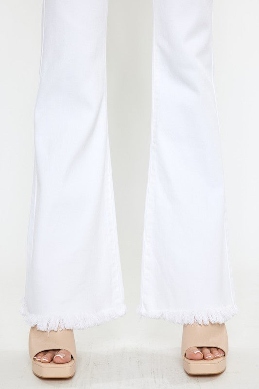 KAN CAN USA HIGH RISE WHITE FLARE JEANS