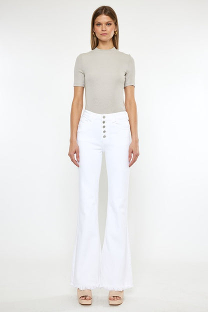 KAN CAN USA HIGH RISE WHITE FLARE JEANS