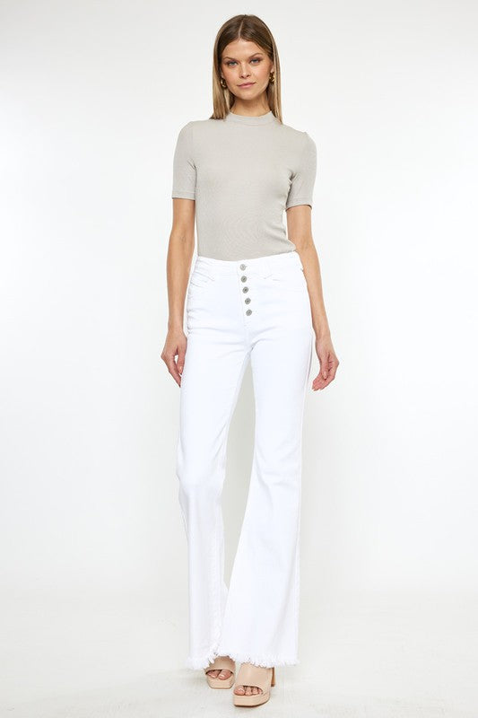 KAN CAN USA HIGH RISE WHITE FLARE JEANS