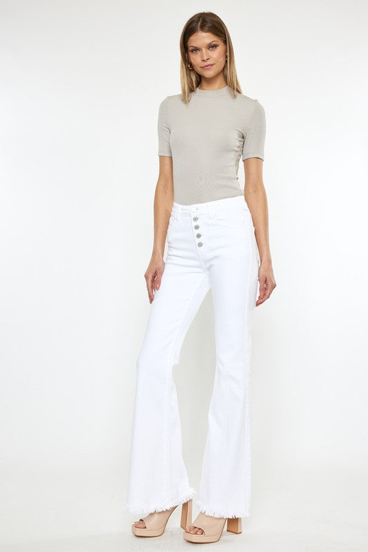 KAN CAN USA HIGH RISE WHITE FLARE JEANS