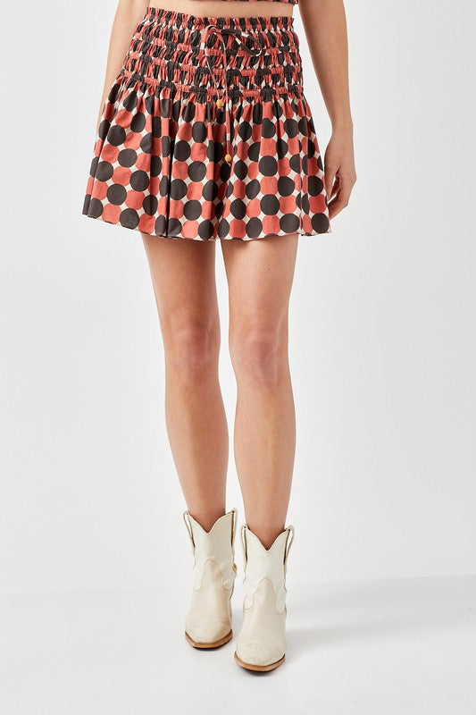 POLKA DOT PRINTED RUFFLED SKORTS