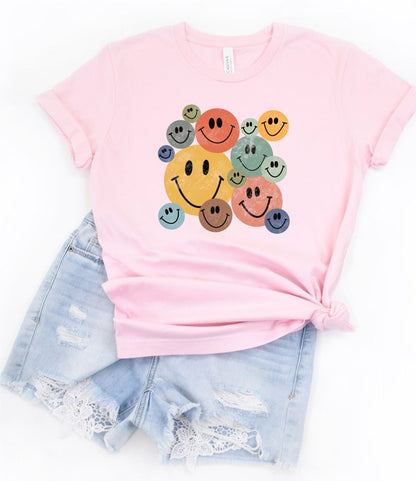 Come On Get Happy Colorful Smiley Face Tee