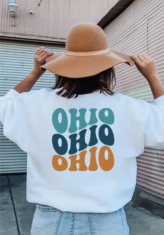 Colorful Groovy Ohio Cozy Crewneck Sweatshirt