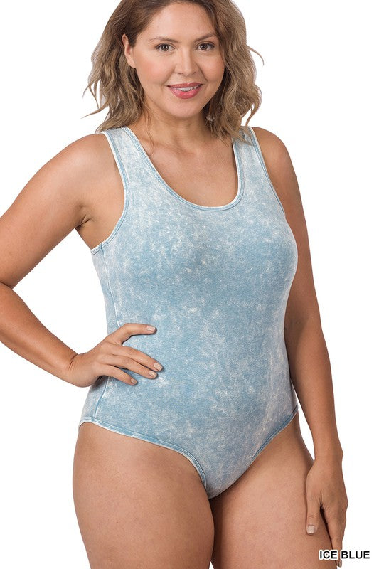 PLUS ACID WASH RACERBACK TANK BODYSUIT