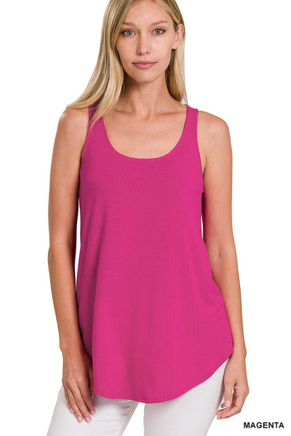 SLEEVELESS ROUND NECK ROUND HEM TOP