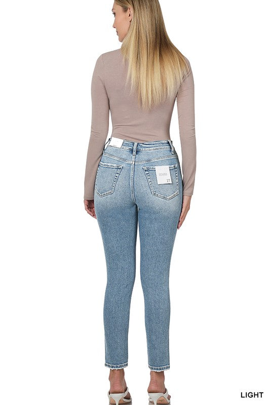 HIGH RISE ANKLE SKINNY DENIM PANTS