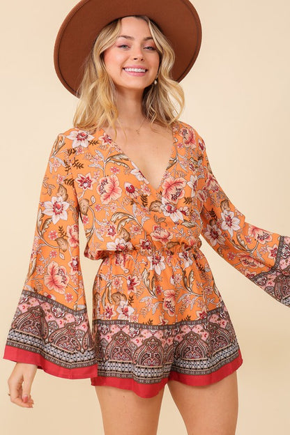 BOHO BRUNCH FLORAL  PRINT ROMPER