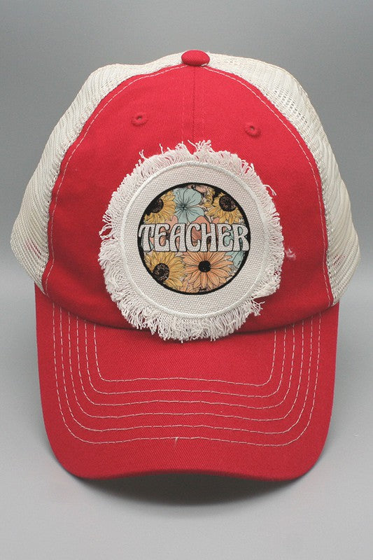 Teacher Sunflower Circle Patch Hat