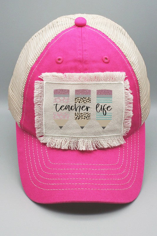 Teacher Life Pencils Graphic Patch Hat