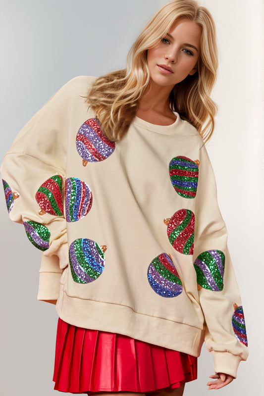 Element Sequin Round Neck Long Sleeve Sweatshirt