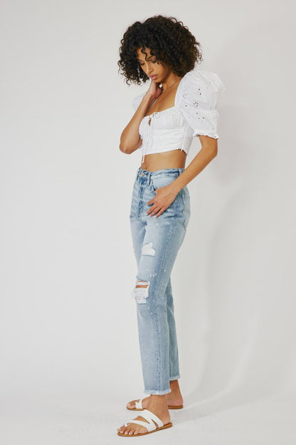 Kan Can USA HIGH RISE SLIM STRAIGHT JEANS