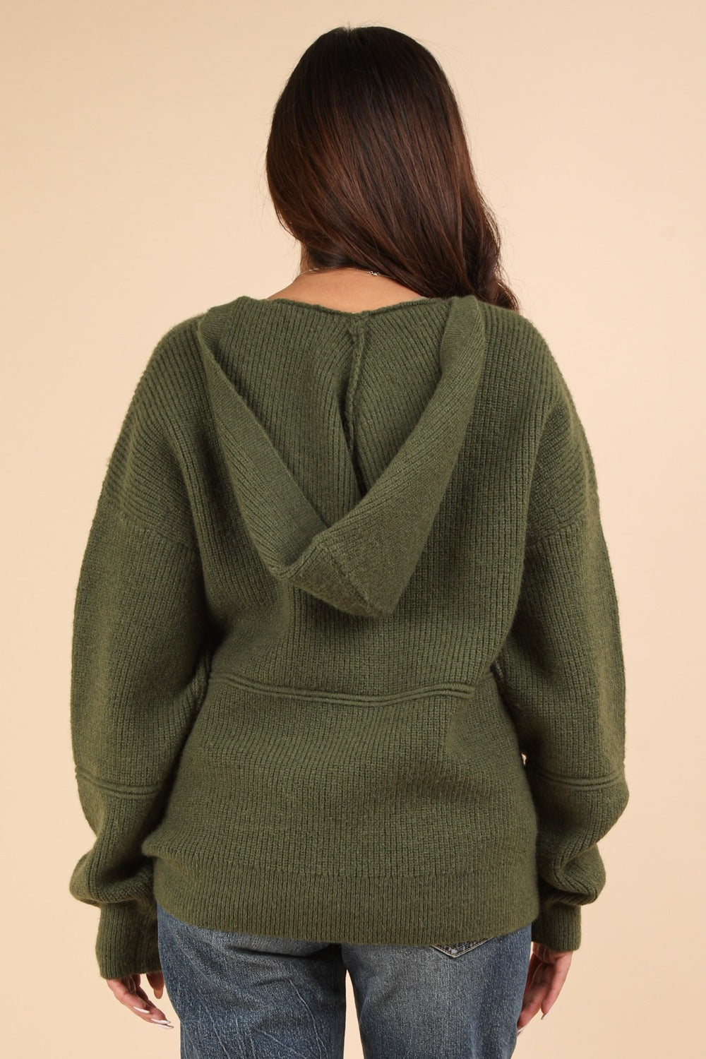 Seam Detail Drop Shoulder Hooded Sweater