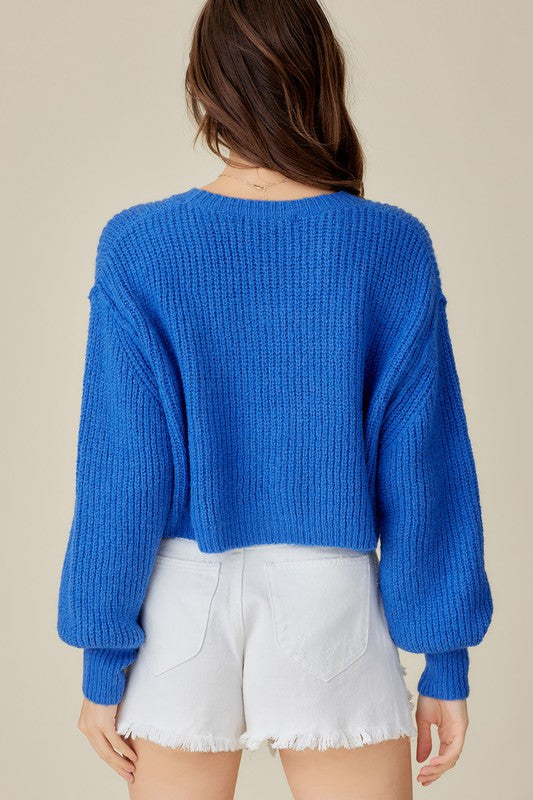 ROUND NECK CROP SWEATER TOP