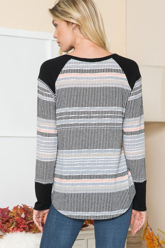 Textured Stripe Knit Top