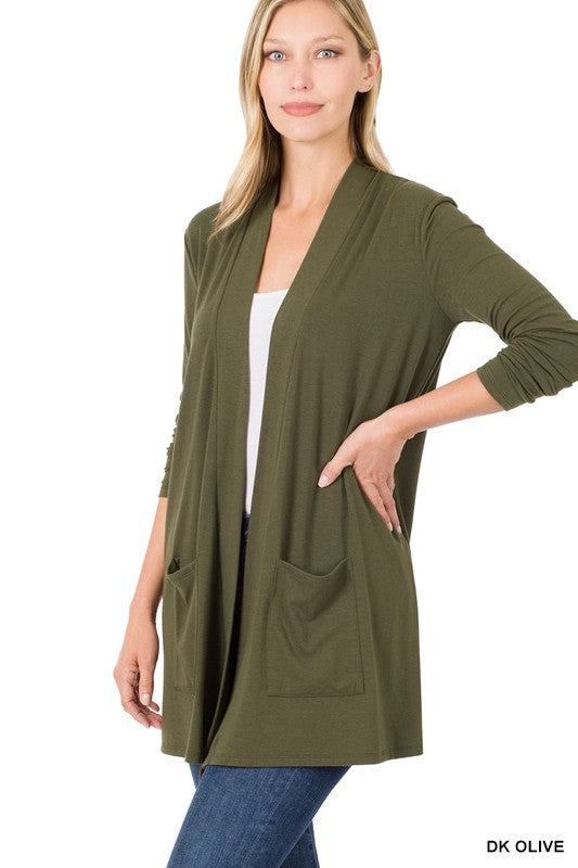 SLOUCHY POCKET OPEN CARDIGAN