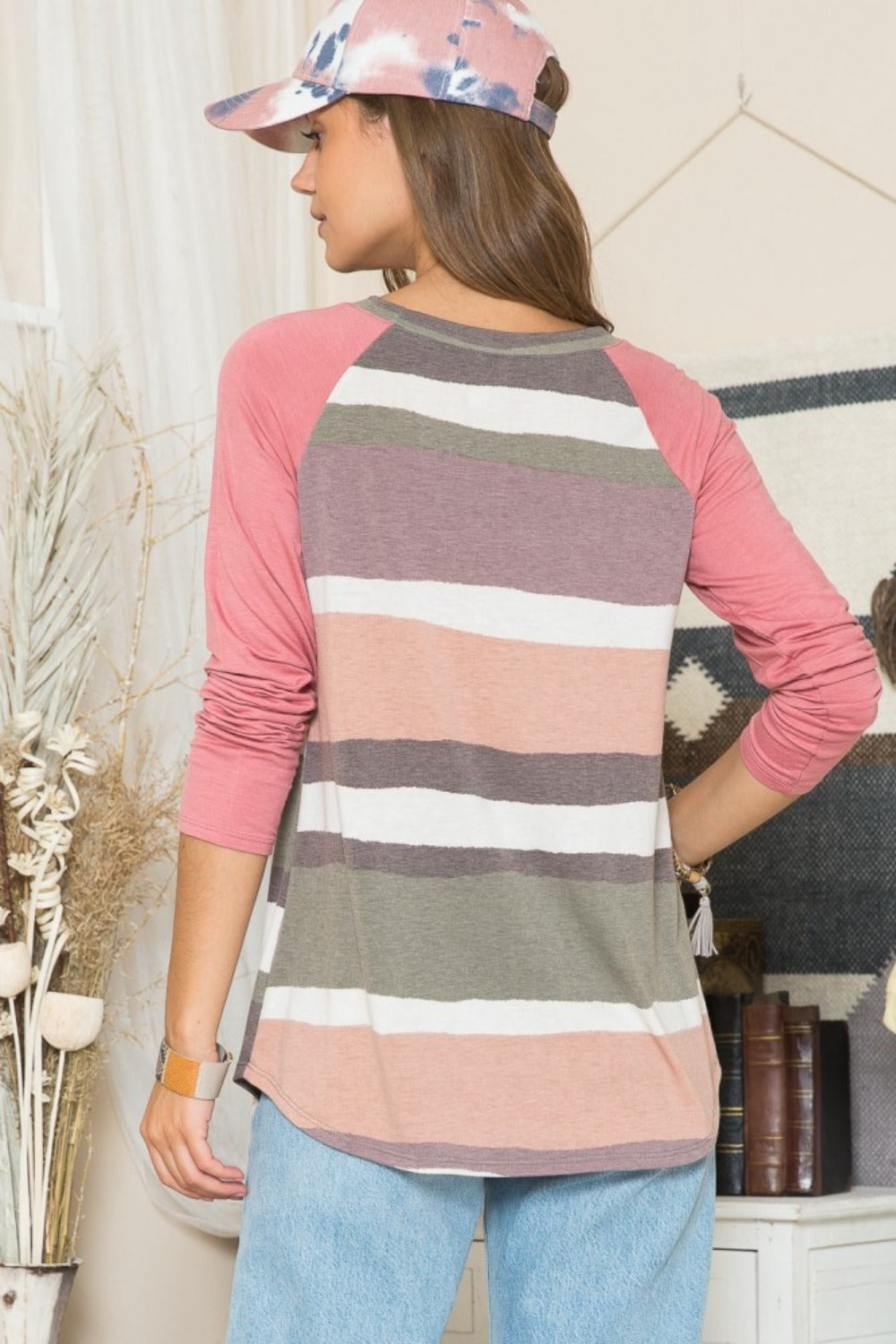 Striped Contrast Long Sleeve T-Shirt