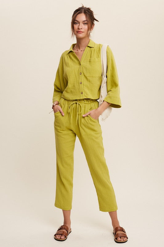 Long Sleeve Button Down and Long Pants Sets