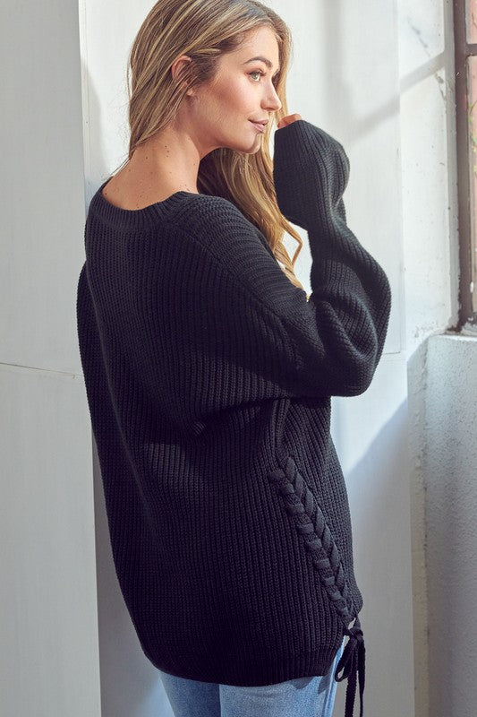 SOLID CHUNKY TUNIC SWEATER