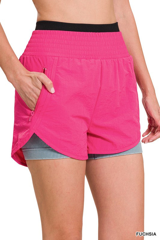 WINDBREAKER SMOCKED WAISTBAND RUNNING SHORTS