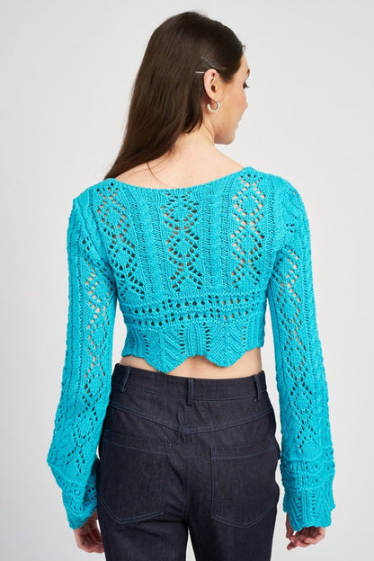 CROCHET CROPPED TOP WITH FRONT TIE