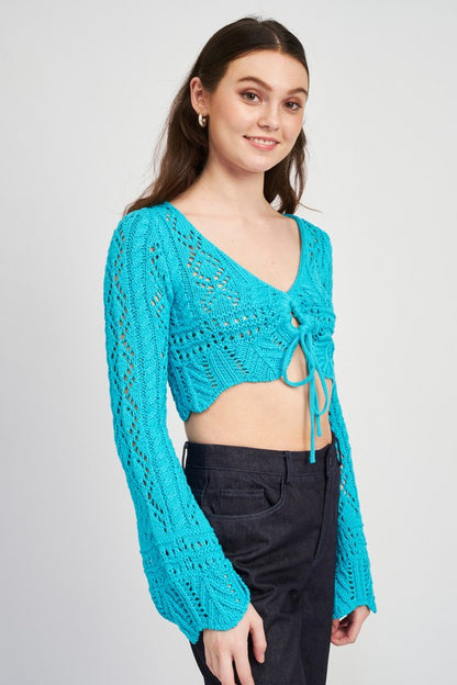 CROCHET CROPPED TOP WITH FRONT TIE