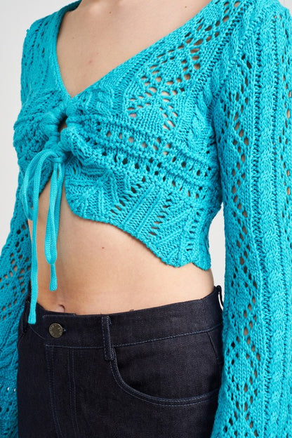 CROCHET CROPPED TOP WITH FRONT TIE