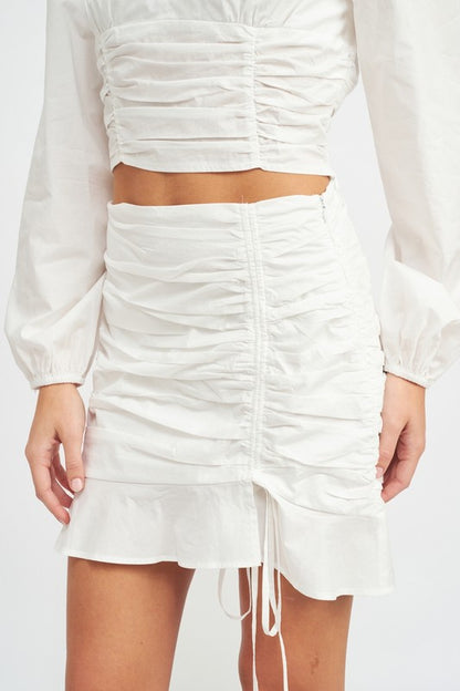 RUCHED HIGH WAISTED MINI SKIRT