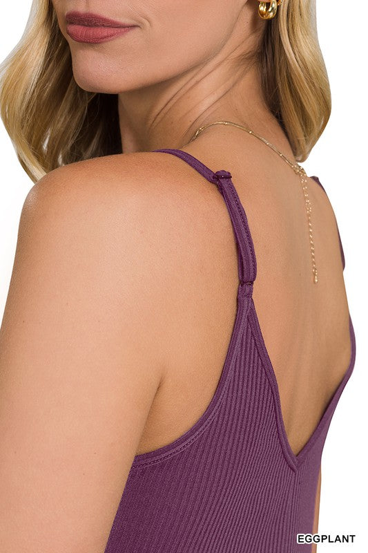 RIBBED HALF SNAP BUTTON CLOSURE CAMI TOP